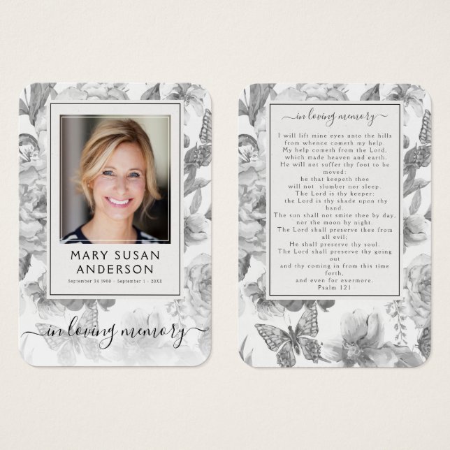 Custom Funeral Prayer Card Photo (Front & Back)