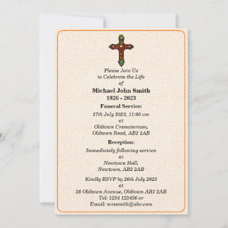 Custom Funeral Rainbow Cross Ceremony Invitation
