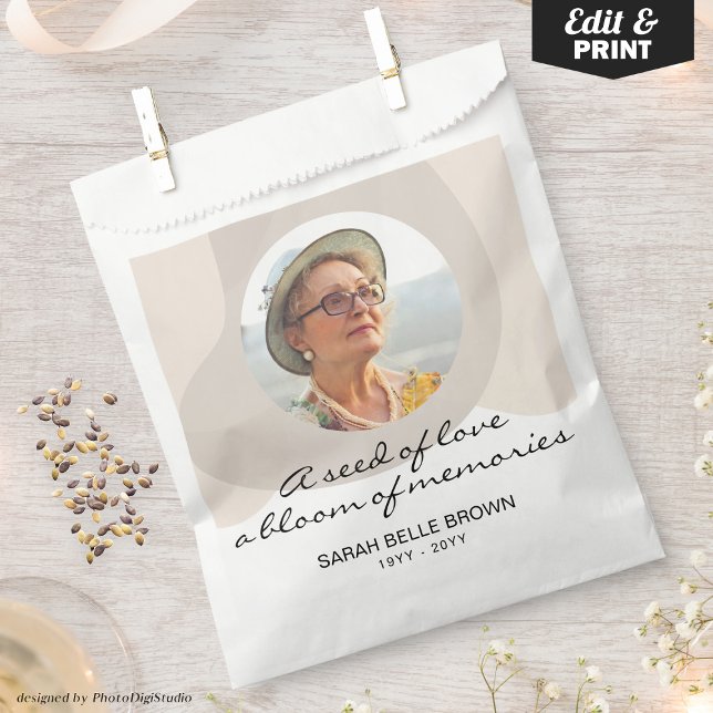 Custom Funeral Seed Packet Favours Memorial Photo  Favour Bags (Custom Funeral Seed Packet Favors Memorial Photo Favor Bag)