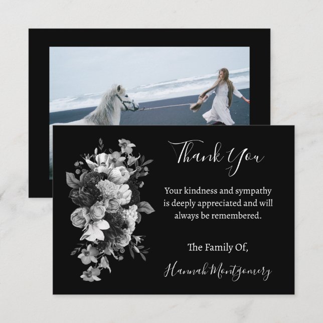 Custom Funeral Sympathy Photo Thank You Cards (Front/Back)