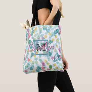 Custom Funky Happy Summer Polkadots Pattern Tote Bag
