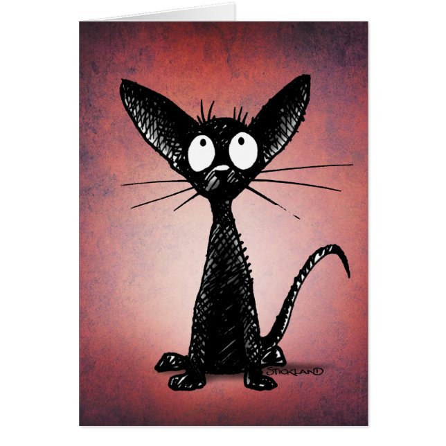 Custom funny and cute black oriental cat card (Front)