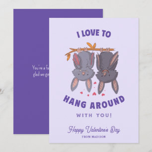 Custom Funny Bats Pun Kids Valentine's Day Card