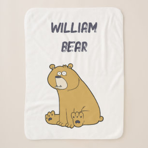 Custom funny bear Cute cartoon for kids White Sherpa Blanket