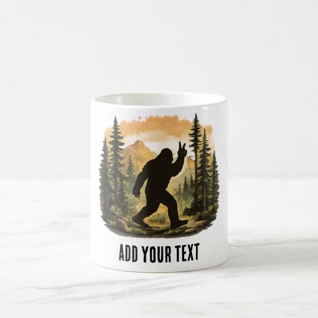Custom Funny Bigfoot Sasquatch Design - Personaliz Coffee Mug (Center)