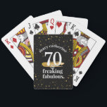 Custom Funny Birthday Freaking Fab Large Print Playing Cards<br><div class="desc">Custom Printed with Their Name, These Personalized playing cards with large print are prefect for a special birthday. The funny "50 and Freaking Fabulous" saying with gold sparkles and glitter is in a large font that's easy to read and will make them smile and laugh ... just in case the...</div>