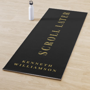 Custom Funny Black Gold Minimalist Elegant Men Yoga Mat