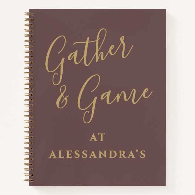 Custom Funny Brown Gold Minimalist Score Tracker  Notebook (Front)