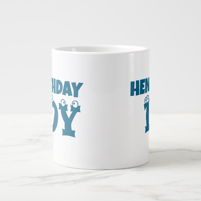 Custom Funny Cartoon Eyes Kids' Birthdays Large Coffee Mug (Front)