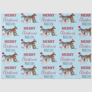Custom Funny Christmas Animals Santa Hats Lights   Tissue Paper