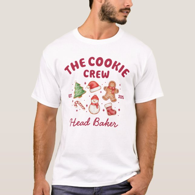 Custom Funny Cookie Crew Christmas Matching Family T-Shirt (Front)