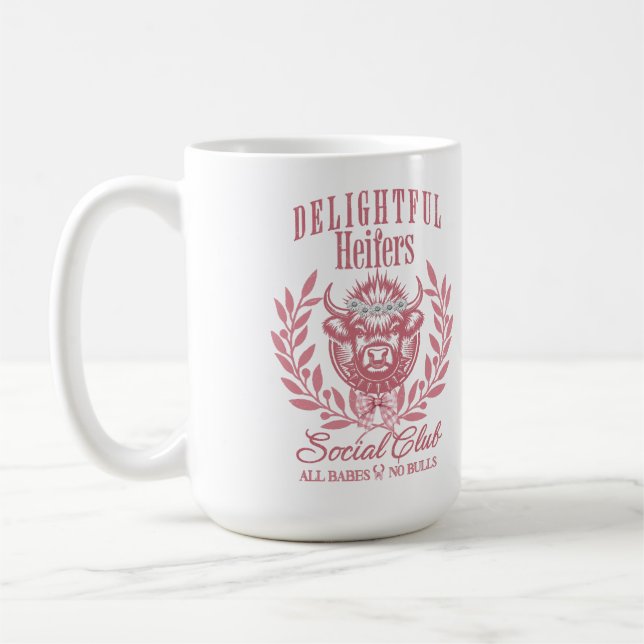 Custom Funny Cow Gift For Her, Heifer Social Club Coffee Mug (Left)