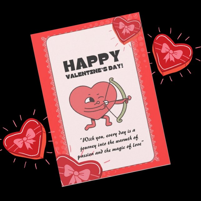 Custom Funny Cupid Valentine’s Day Heart Degien Holiday Card (Creator Uploaded)