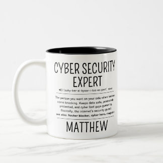 Custom Funny Cyber Security Expert Definition Two-Tone Coffee Mug