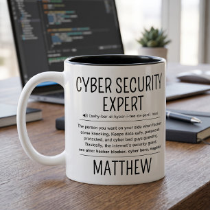 Custom Funny Cyber Security Expert Definition Two-Tone Coffee Mug