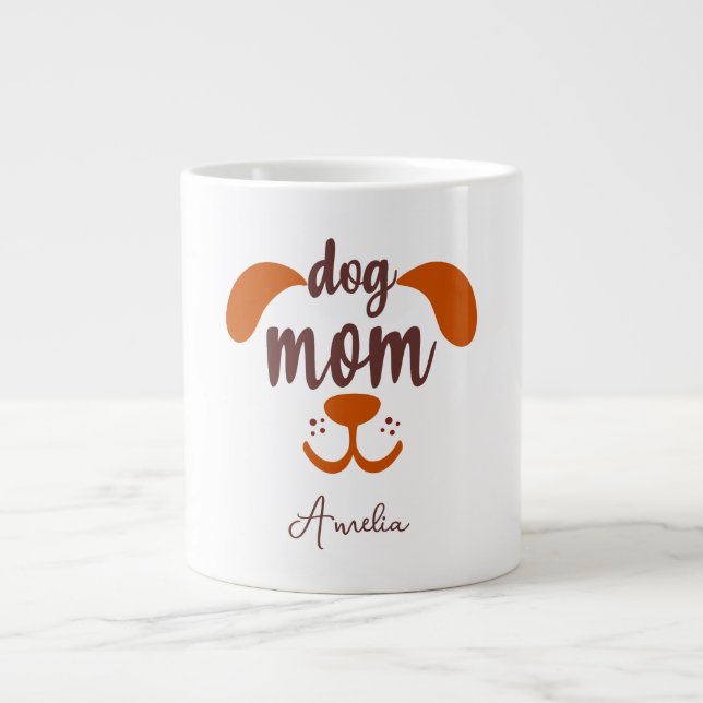 Custom Funny Dog Mum Script Name  Large Coffee Mug (Front)