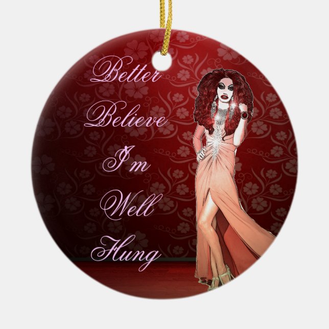 Custom Funny Drag Queen Ceramic Tree Decoration (Front)