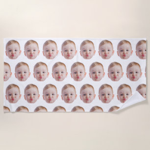 Custom Funny Face  Personalized Photo Gift Beach Towel