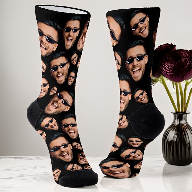 Custom Funny Face Photo All Over Print Socks Black (Creator Uploaded)