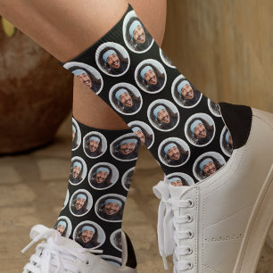 Custom Funny Face Photo Black Socks