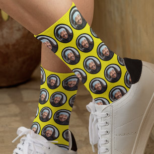Custom Funny Face Photo Yellow Socks