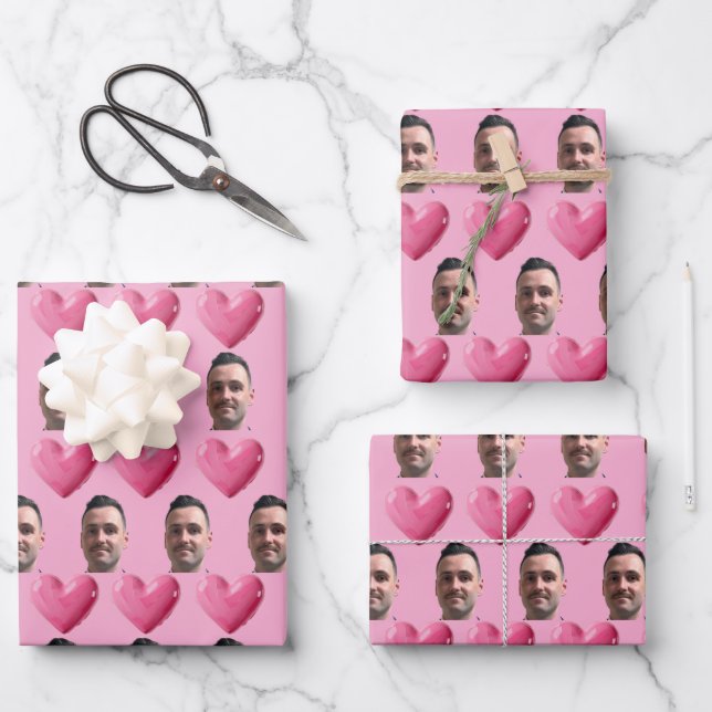 Custom funny face wrapping paper valentines day (Front)
