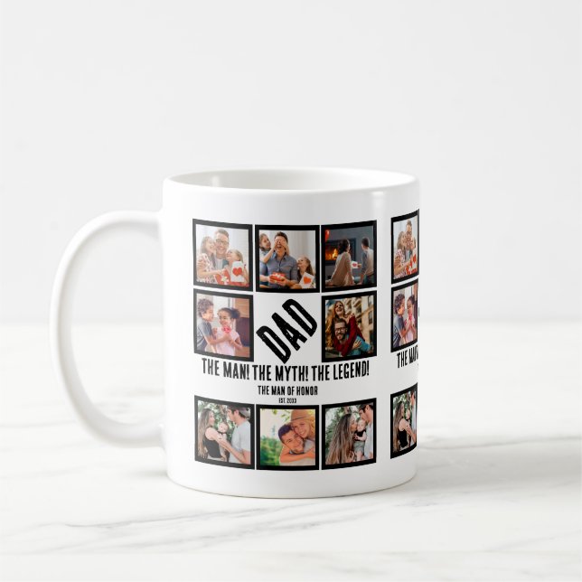 Custom Funny Fathers day Dad gift 8 Photo Collage Coffee Mug (Left)