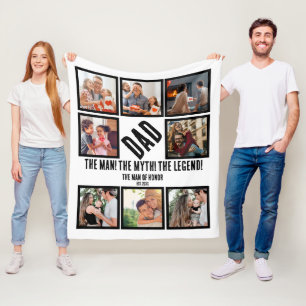 Custom Funny Fathers day Dad gift 8 Photo Collage Fleece Blanket