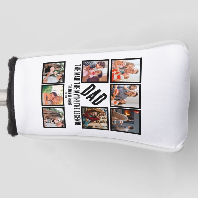 Custom Funny Fathers day Dad gift 8 Photo Collage Golf Head Cover (Front)