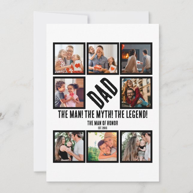 Custom Funny Fathers day Dad gift 8 Photo Collage  Holiday Card (Front)