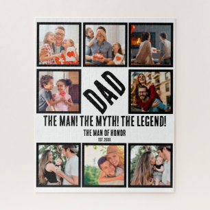 Custom Funny Fathers day Dad gift 8 Photo Collage Jigsaw Puzzle