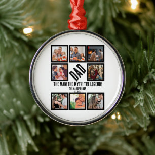 Custom Funny Fathers day Dad gift 8 Photo Collage Metal Tree Decoration
