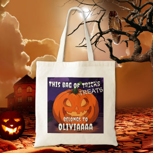 Custom Funny Halloween Trick or Treat Tote Bag
