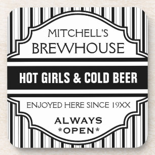 Custom Funny Home Bar Brewhouse Sign Coasters