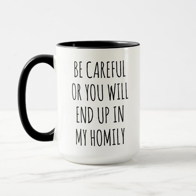 Custom Funny Homilies Gift, Priest birthday Deacon Mug (Left)