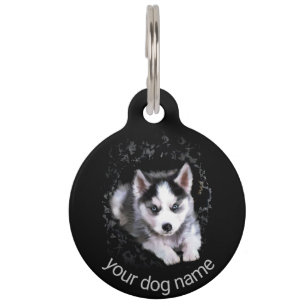 Custom Funny Husky Breaks A Hole To Get Out Pet Tag