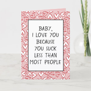Custom Funny I Love You Valentine Quote Hearts Card