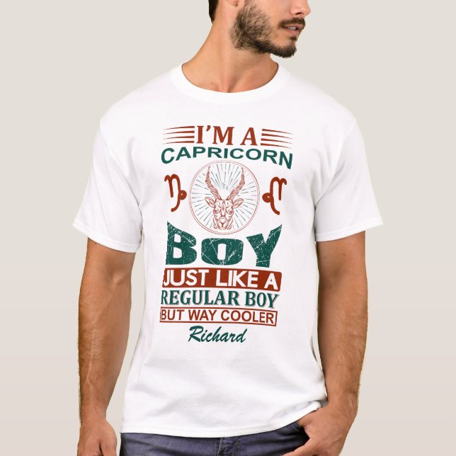 Custom Funny I'm a Capricorn Boy Zodiac Sign T-Shirt (Front)