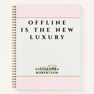 Custom Funny Inspirational Pastel Pink White Gold Notebook