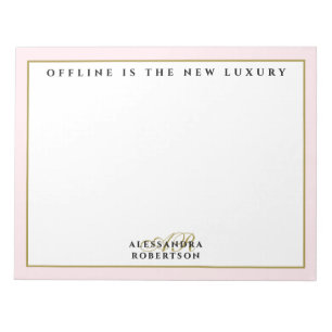 Custom Funny Inspirational Pastel Pink White Gold Notepad