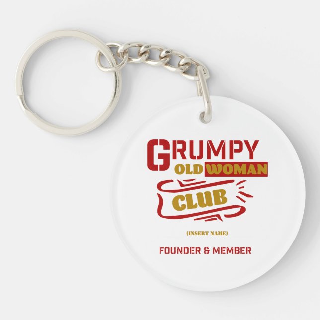 Custom Funny Keychain – Grumpy Old Woman Club (Front)