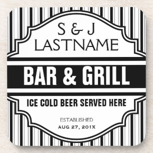 Custom Funny Married Couple Bar Grille Sign Coaster