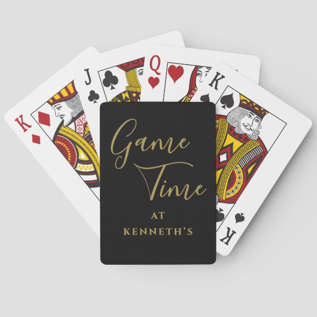 Custom Funny Minimalist Black Gold Game Time Men  Playing Cards (Back)