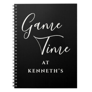 Custom Funny Minimalist Black White Game Time Men Notebook