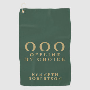 Custom Funny Minimalist OOO Green Gold Modern Men  Golf Towel