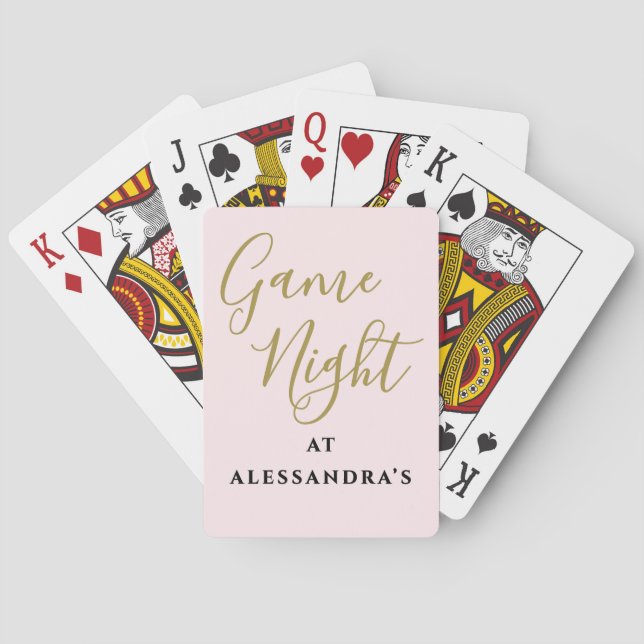 Custom Funny Minimalist Pastel Pink Game Night  Playing Cards (Back)