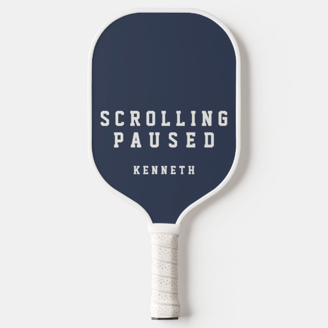 Custom Funny Minimalist Retro Navy Blue White Men  Pickleball Paddle (Front)