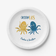 Custom Funny Navy and Gold Ocean Octopus Wedding