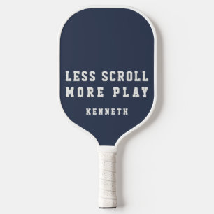 Custom Funny Navy Blue White Minimalist Modern Men Pickleball Paddle