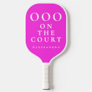 Custom Funny Neon Hot Pink White OOO Minimalist Pickleball Paddle